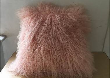 중국 가구 매끄러운 긴 곱슬머리를 가진 푹신한 분홍색 몽골 모피 베개 협력 업체