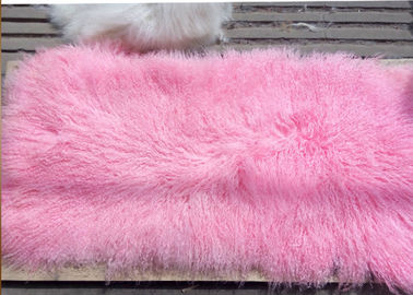 중국 몽골 양가죽 양탄자 100% 진짜 양가죽 모직 60*120cm는 분홍색 색깔 무료 샘플을 염색했습니다 협력 업체