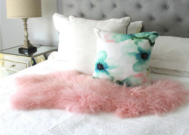 중국 자연적인 분홍색 진짜 몽골 어린 양 양탄자 침대 모피 담요 거실을 위한 장식적인 담요 지면 양탄자 그리고 양탄자 협력 업체