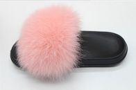 5-11의 영국 크기를 가진 Fox 모피 슬리퍼 부드럽게 반대로 미끄러짐 EVA 분홍색 푹신한 진짜 발바닥
