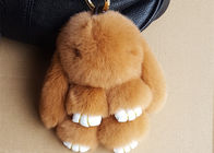 중국 좋은 브라운 토끼 모피 Keychain의 여자 부대 매력을 위한 토끼 모피 인형 열쇠 고리 회사