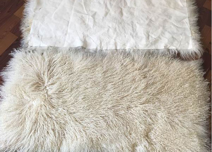모피 침대 담요 몽골 양가죽 양탄자 60x120cm 베이지색 색깔 내화장치