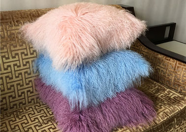 중국 몽골 모피 베개 가정을 위한 호화스러운 염색된 진짜 긴 머리 양 모피 던짐 협력 업체