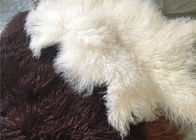 긴 꼬부라진 양가죽 물자 자연적인 백색 티베트 lambswool 몽골 모피는 숨깁니다