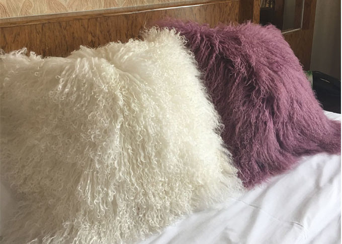 몽골 진짜 모피 거실 침실을 위한 장식적인 방석 덮개 베개 케이스