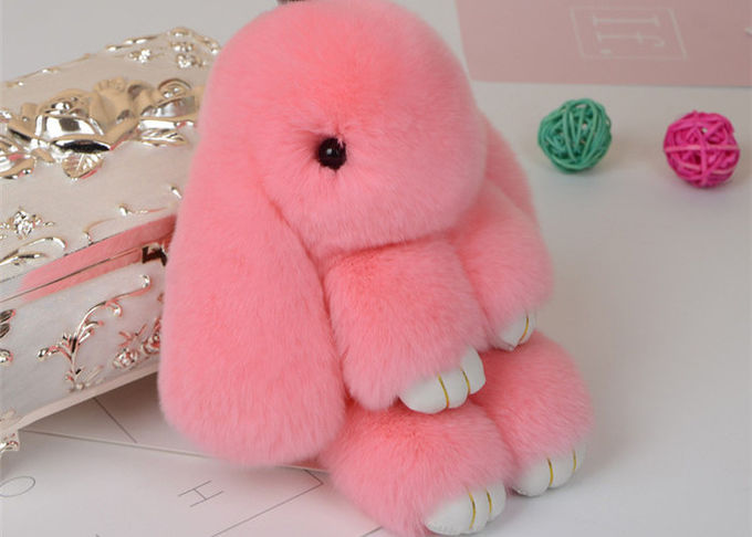 주식에 있는 다채로운 진짜 모피 토끼 키 체인, 매력 부대를 위한 모피 동물성 키 체인